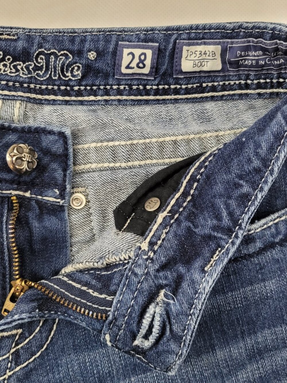 Miss Me Jeans Womens 28 Low Rise Boot Cut Western Stretch JP5342B Vintage - Picture 7 of 16
